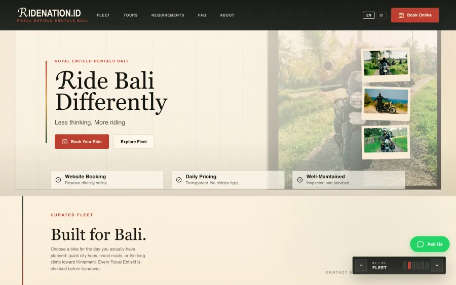 RIDENATION home page: Ride Bali Differently